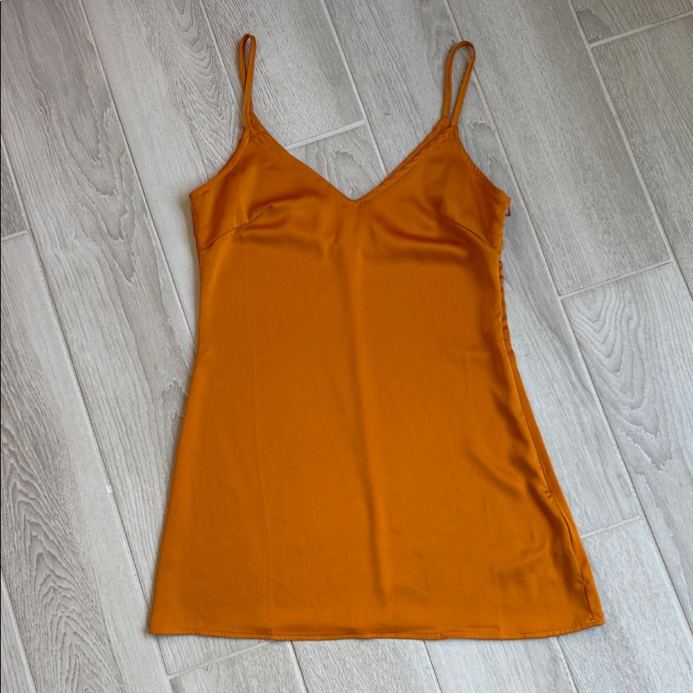Nasty Gal Mustard Orange Satin Slip Dress